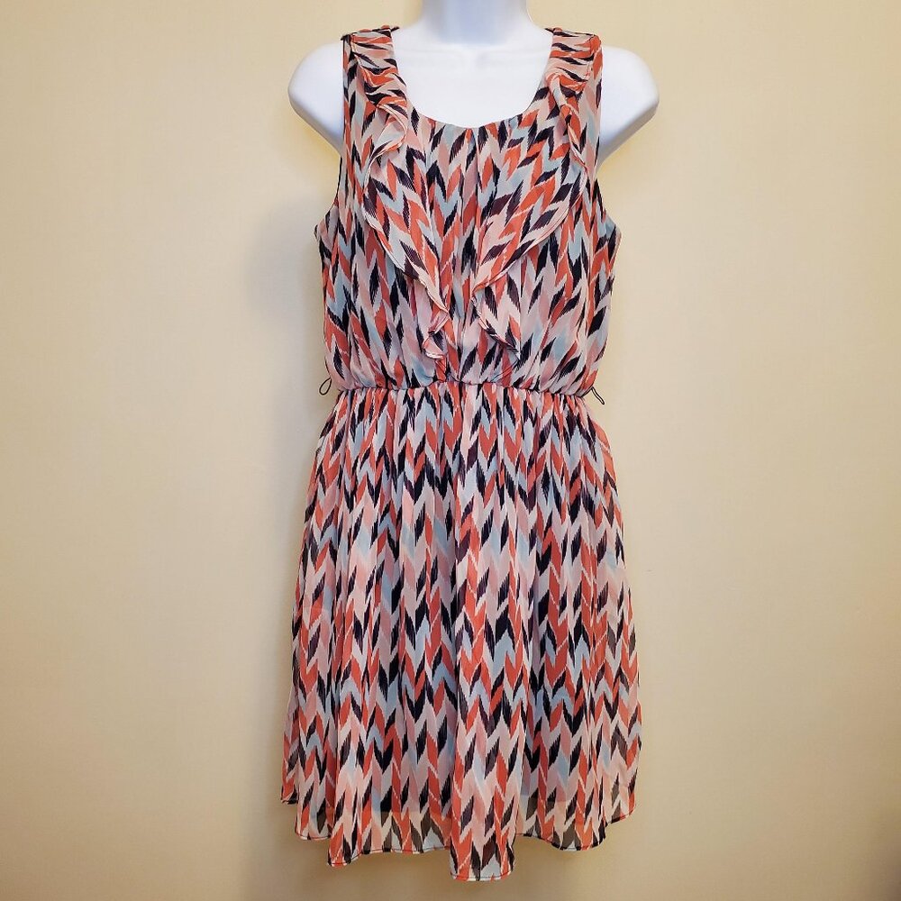 iZ Byer Juniors Sleeveless Chevron Pattern Dress Pink/Navy/Aqua - (S)